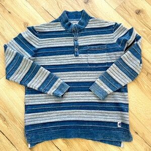 johnnie-O Blue and Gray Striped Sweater